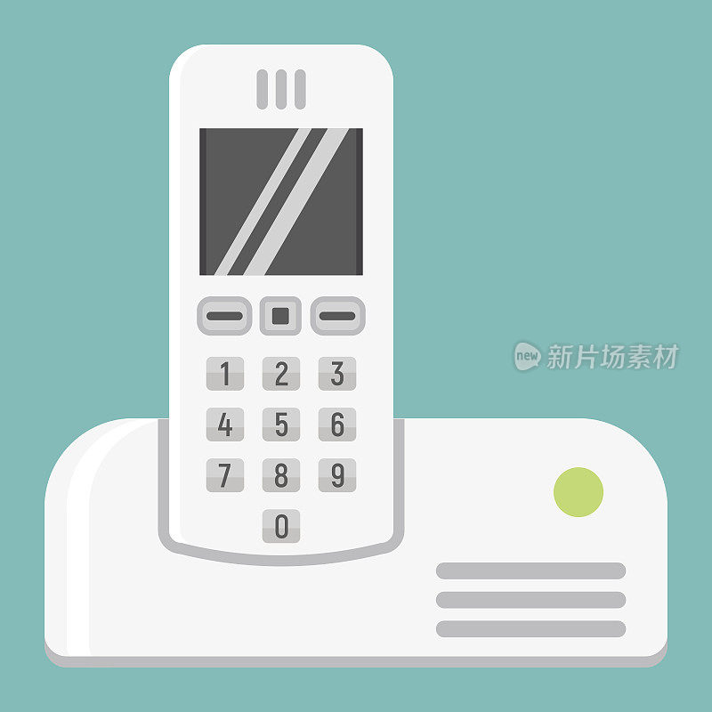 无线电话平面图标，家用电器，矢量图形，白色背景上的彩色固体图案，eps 10。